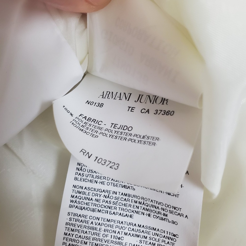 Armani Junior Girls White Double Breasted Lightweight Ruffle Jacket Size 3Y 100C - Picture 9 of 10